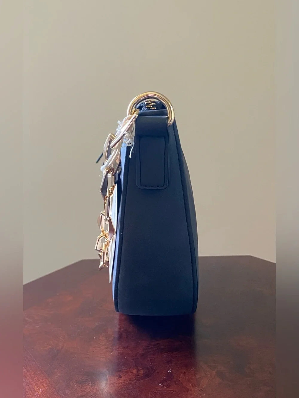 Universal Thread Black Half-Moon Shoulder Bag with Gold Chain Strap & PurseCharm